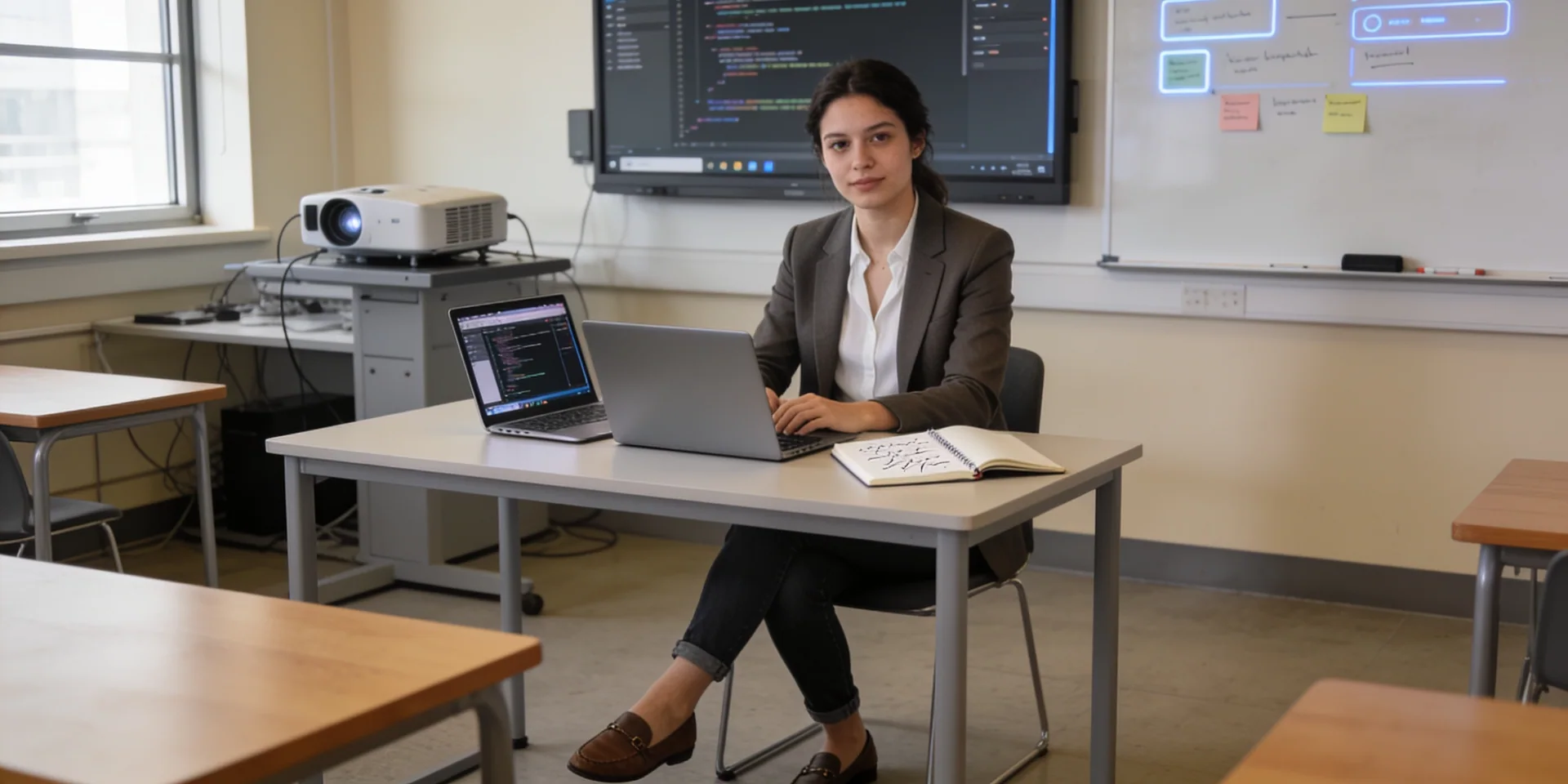 Ingeniero de calidad de software supervisando flujos automatizados de IA agéntica en el testing QA en un entorno de desarrollo continuo