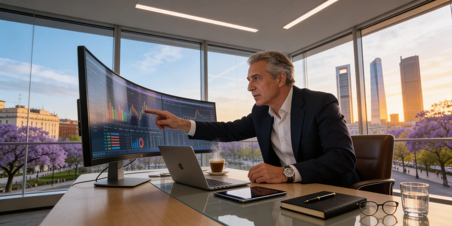 Cuadro de mando ejecutivo mostrando un dashboard financiero Power BI con métricas de rentabilidad.