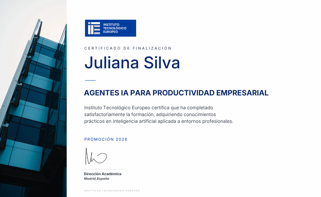 Certificado ITE de Agentes IA para Productividad Empresarial