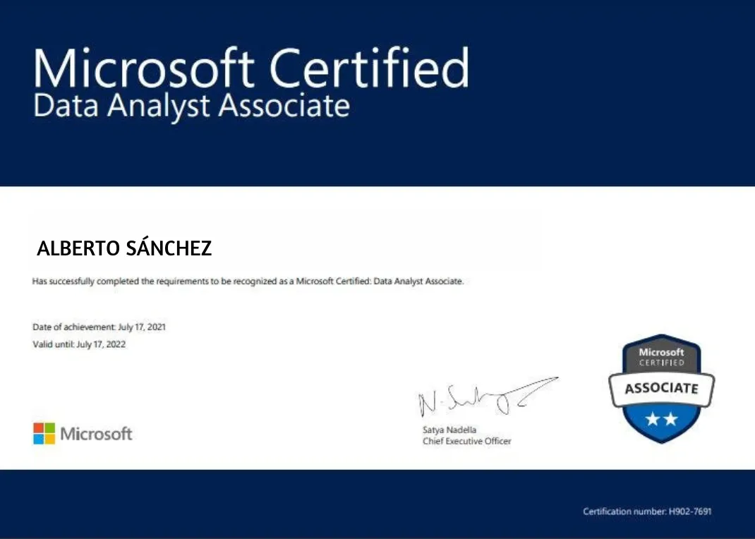 Certificado Microsoft Data Analyst Associate