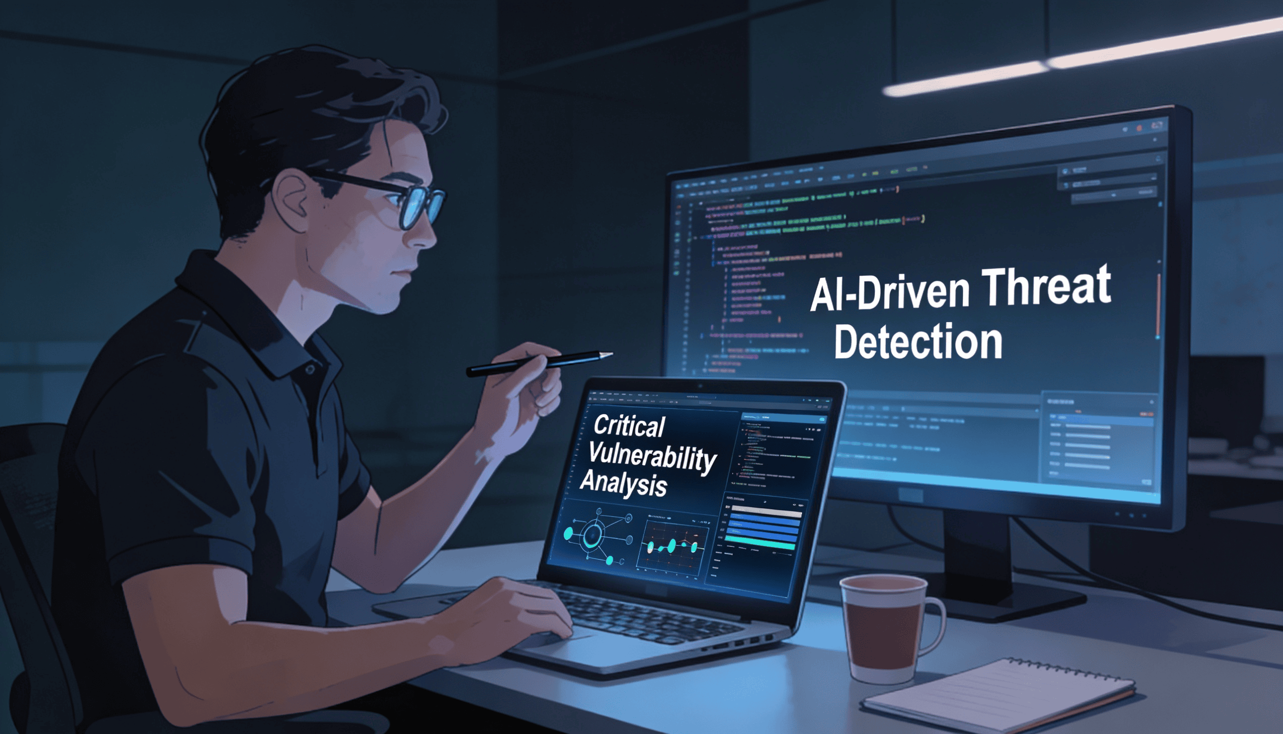 freepik_profesional-de-cibersegur_2872268565 Profesional de ciberseguridad analizando vulnerabilidades críticas con IA y certificación CEH v13.